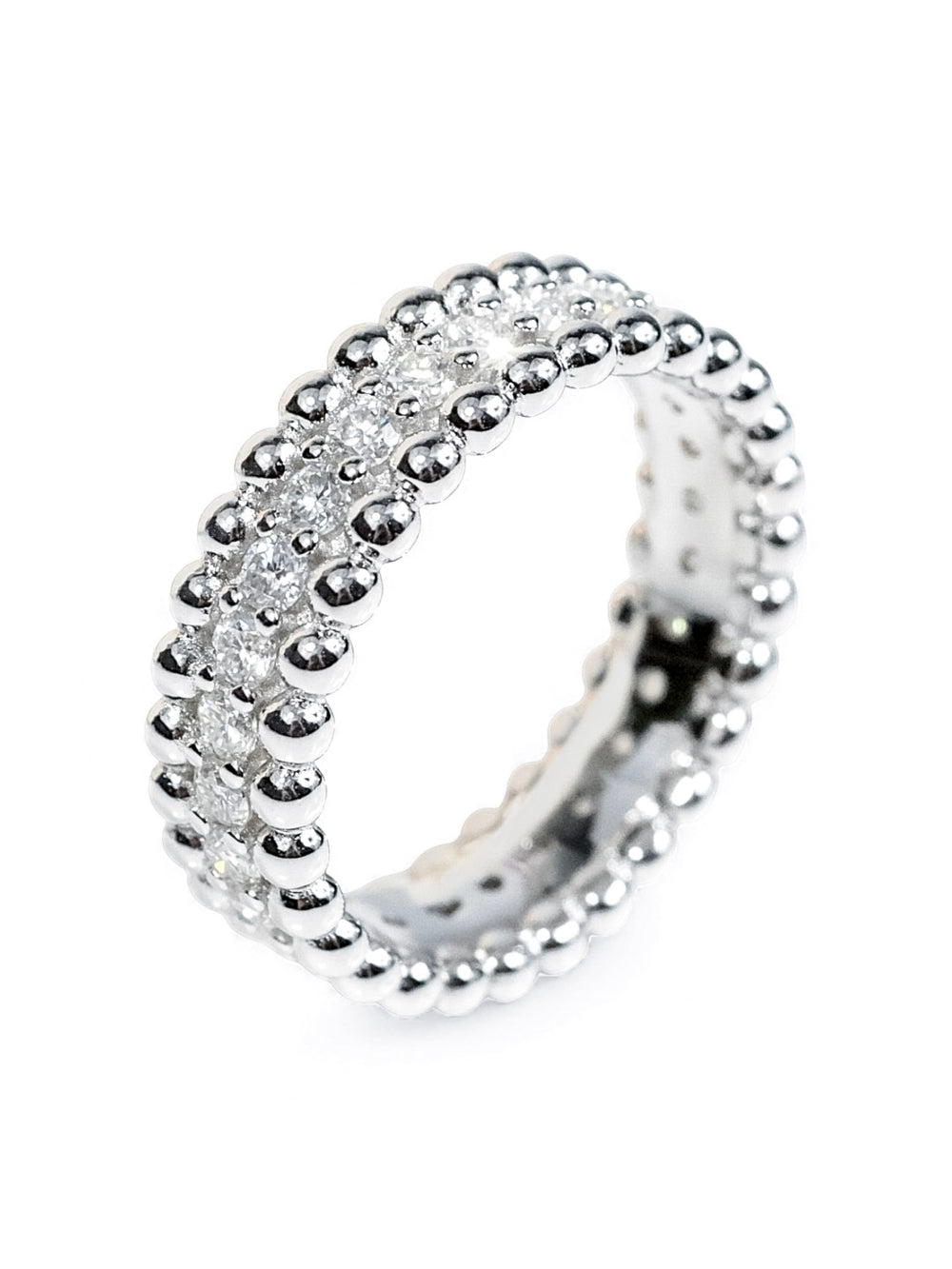 Beaded Eternity – แหวน Moissanite รอบวง ดีไซน์ลูกปัด | LB LuxeBrilliance
