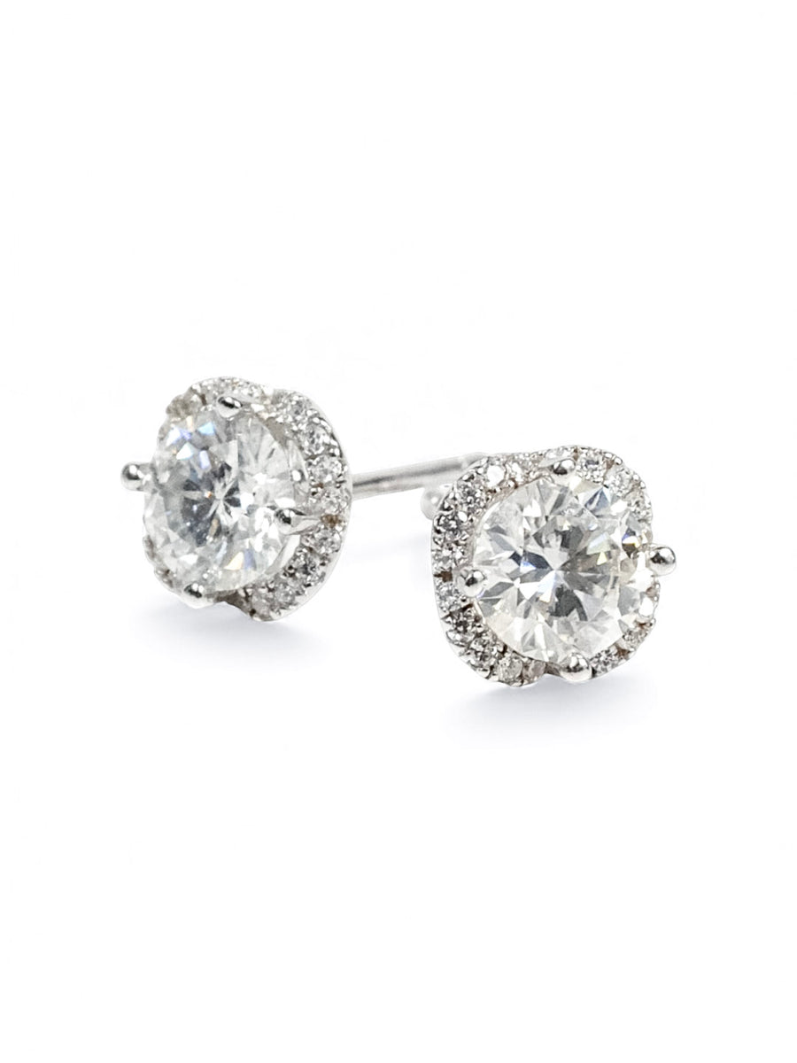 Cushion Halo Shine Moissanite Earrings 1.0ct D/VS1 | LB LuxeBrilliance