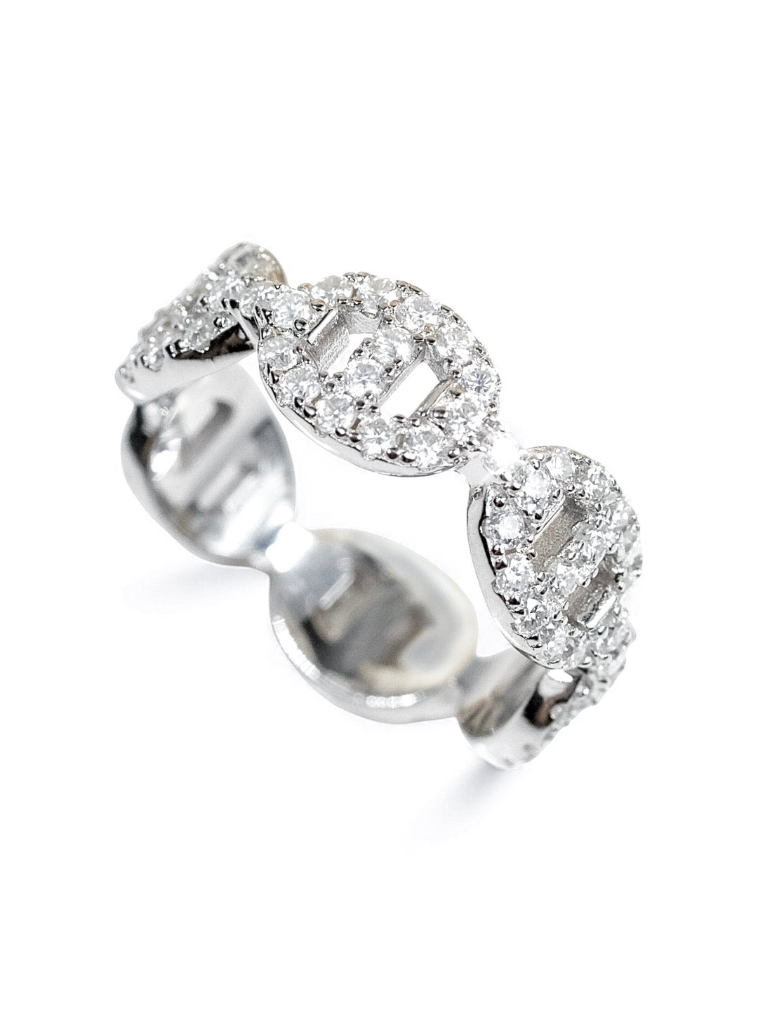 Eternal Link – แหวนโมอีสรอบวง ดีไซน์ Chain Link น้ำ D VS1 | LB LuxeBrilliance
