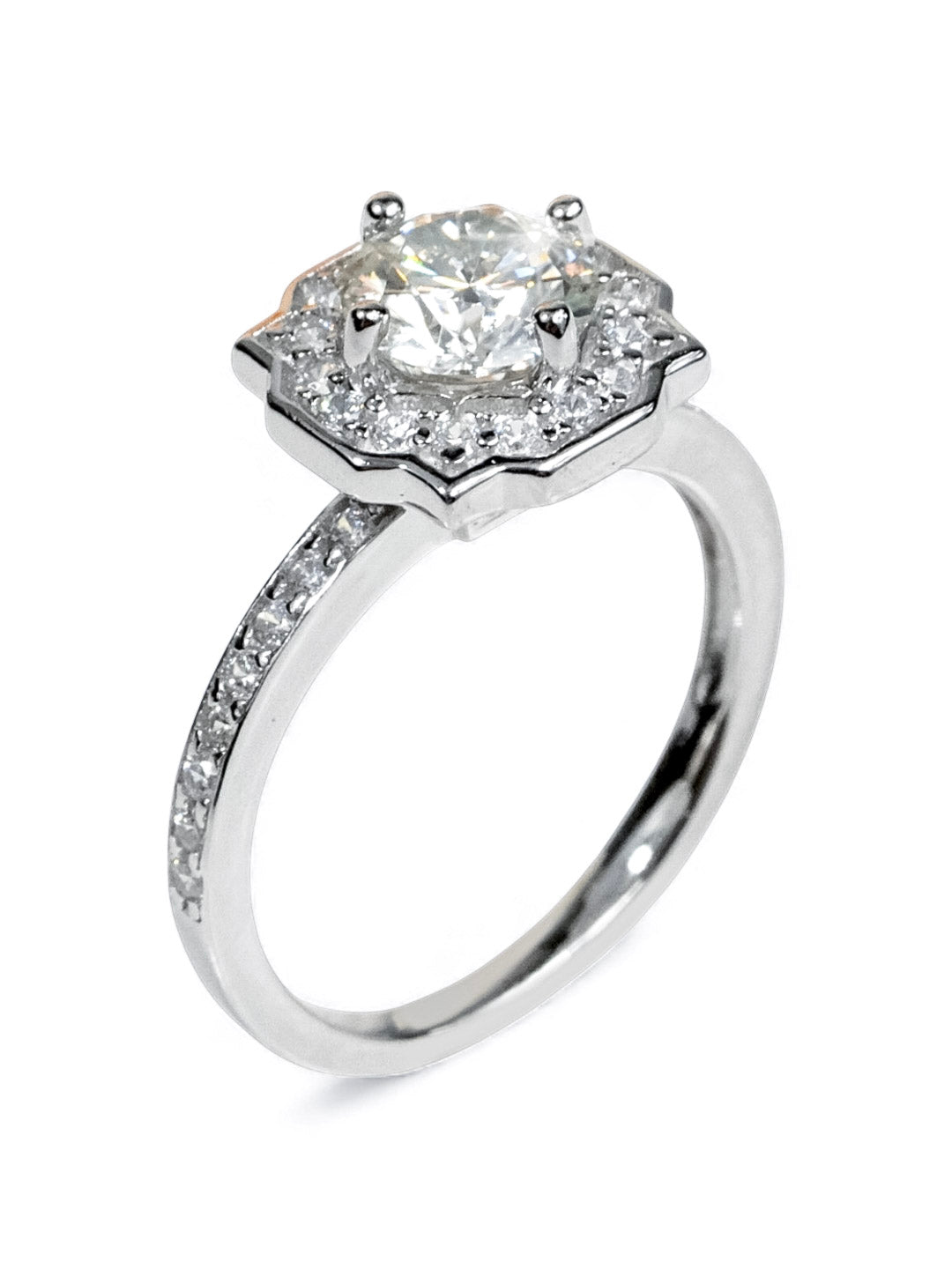 Floral Radiance – แหวน Halo Moissanite 1ct น้ำ D VS1 | LB LuxeBrilliance
