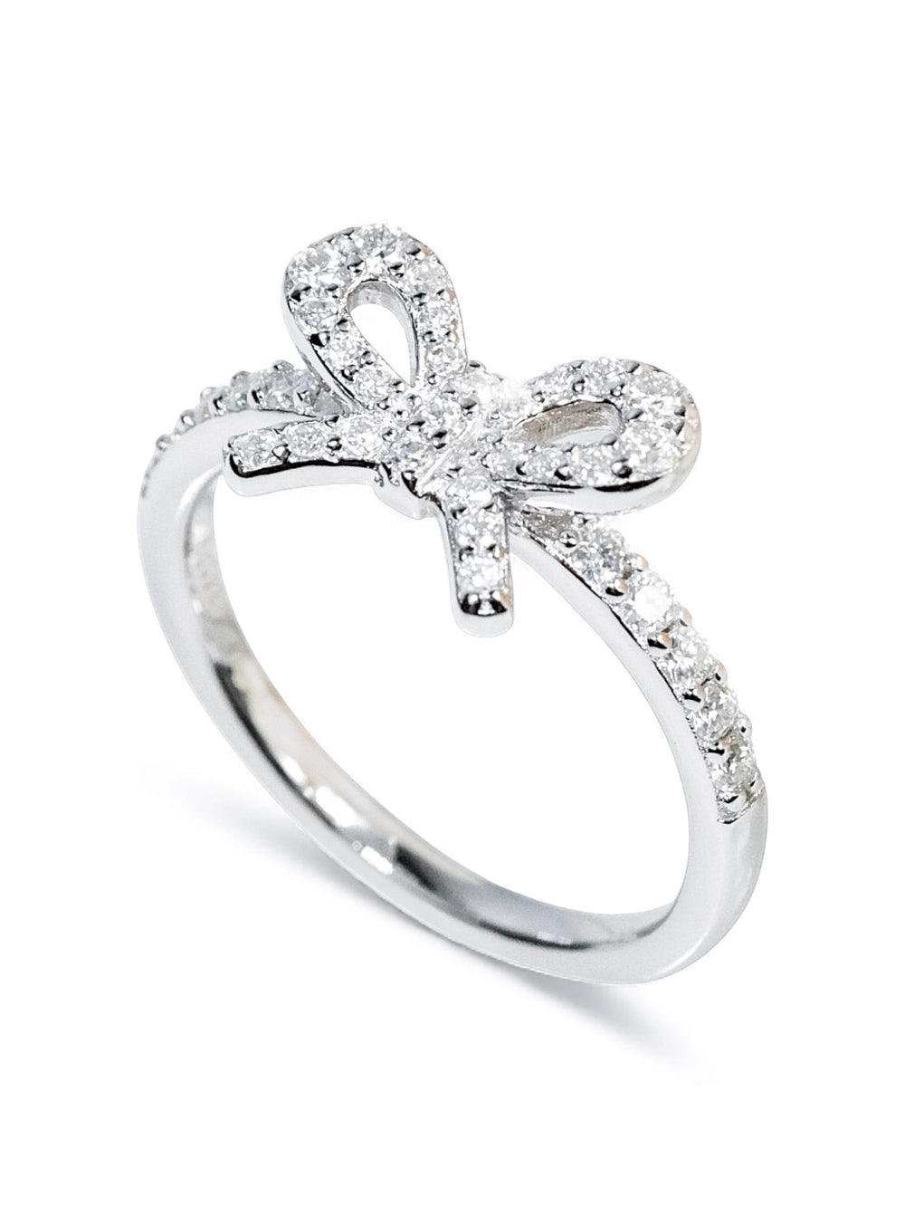 Graceful Ribbon – แหวนโบว์ Moissanite  มีใบเซอร์ GRA | LB LuxeBrilliance