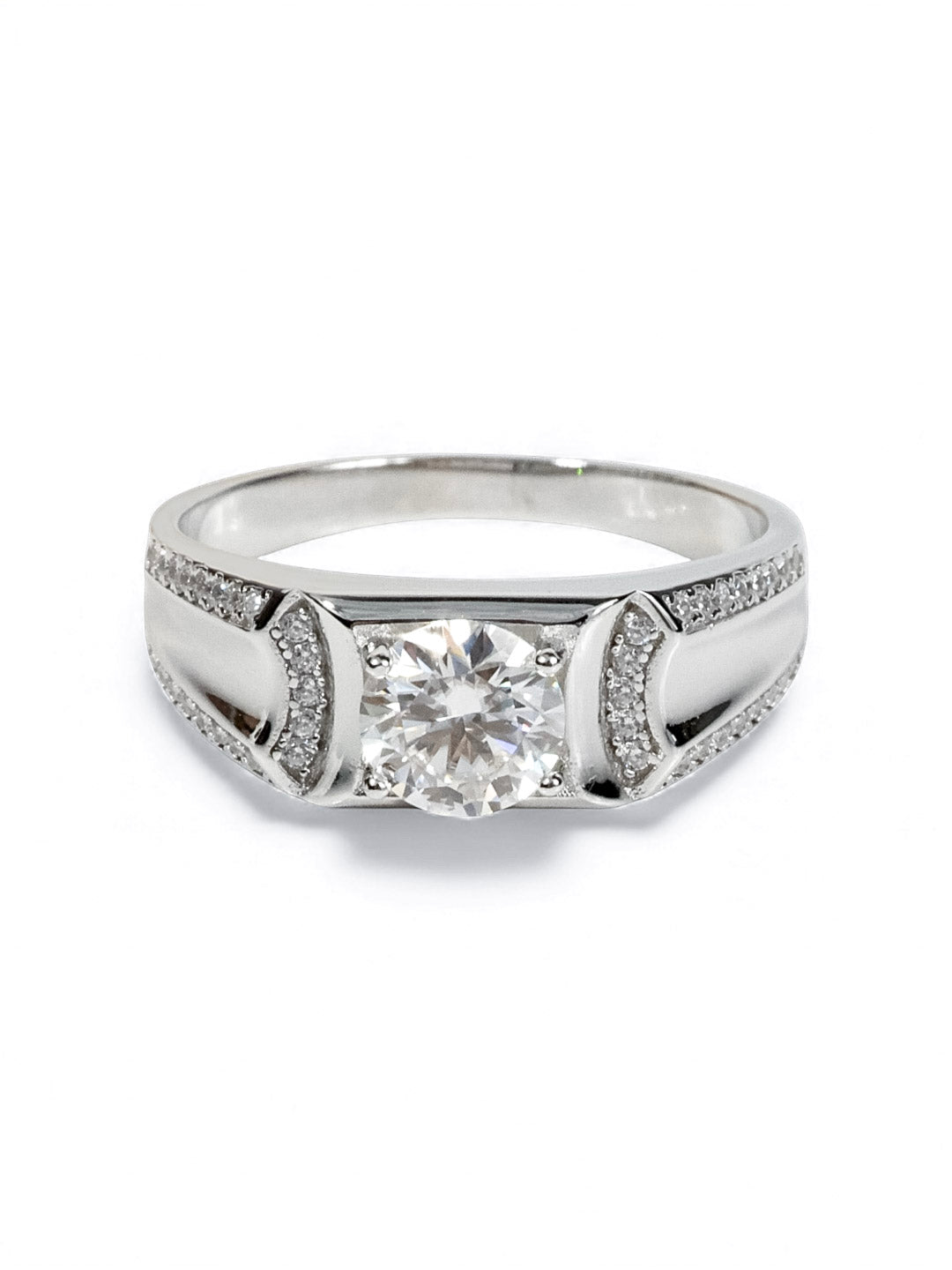 Regal Crest – แหวนแต่งงานผู้ชาย Moissanite 1.0ct น้ำ D VS1 | LB LuxeBrilliance
