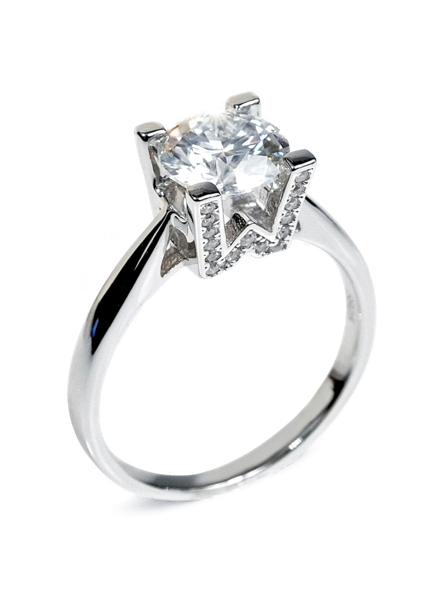 W Emblem – แหวนหมั้น Moissanite Signature 1ct น้ำ D VS1 | LB LuxeBrilliance